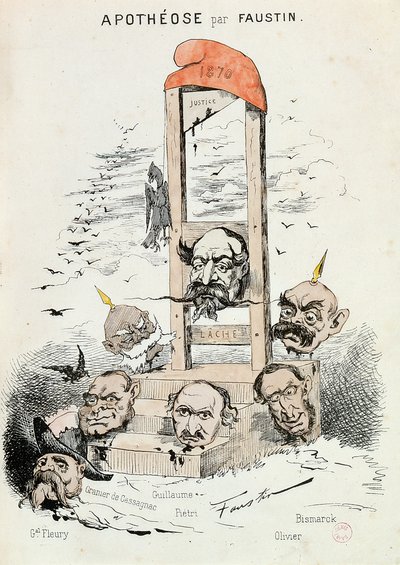 Caricature of Napoleon III, Otto von Bismarck, and Kaiser Wilhelm I by Faustin